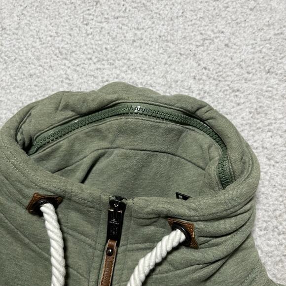 Naketano Sweatshirt Mens Large Green A Brave New World Full Zip Cowl Neck - Picture 3 of 16